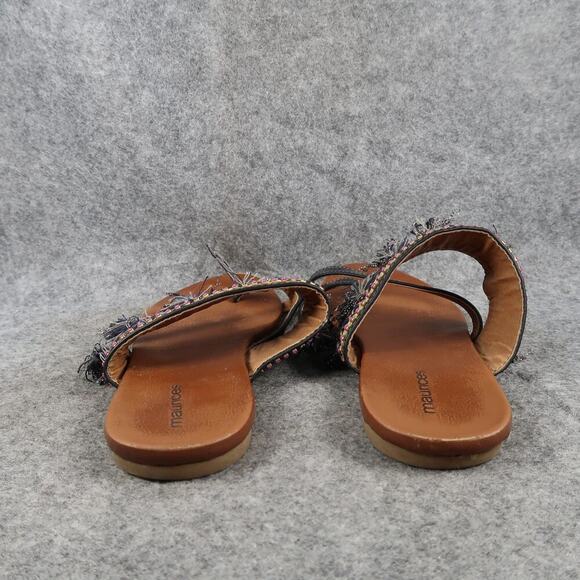 Maurices Shoes Womens 8 Sandals Slip On Toe Ring Slide Boho Tassel Comfort Flats - Picture 4 of 11